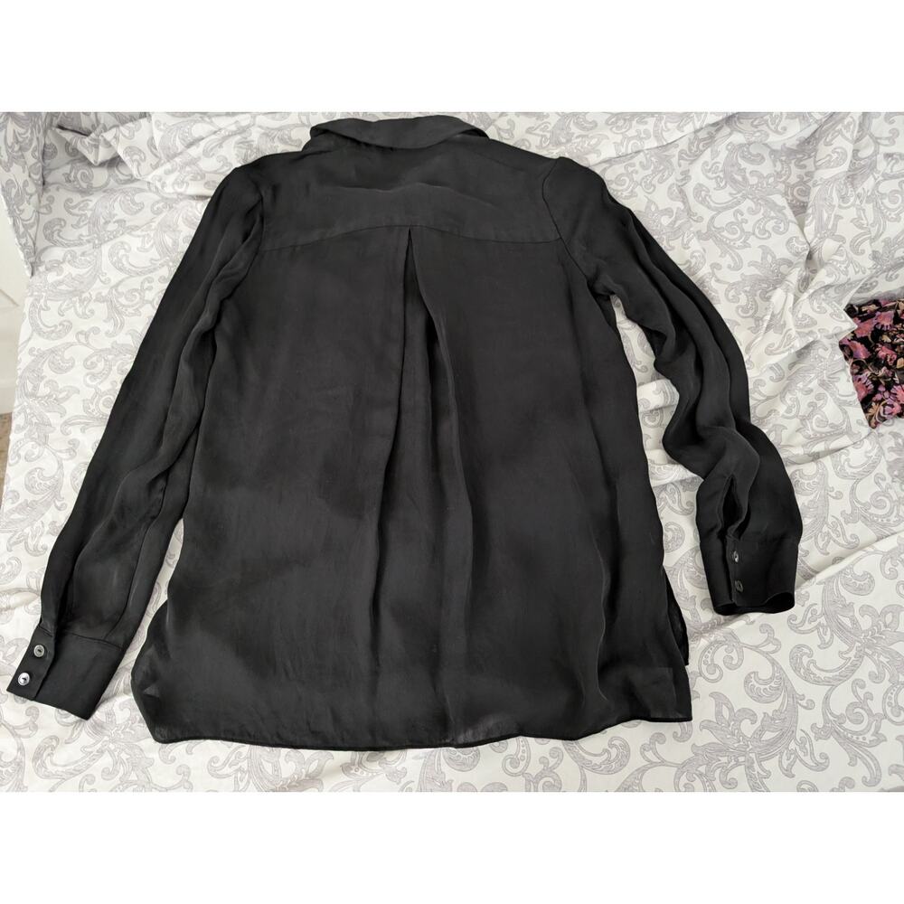 vince black silk button down blouse size 2 - Picture 8 of 8